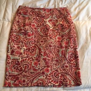 LOFT Paisley Print Pencil Skirt