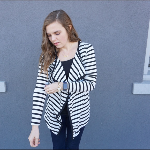 Black and White Striped Cardigan - Picture 2 of 5