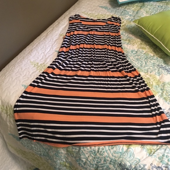 Peach/Navy striped dress