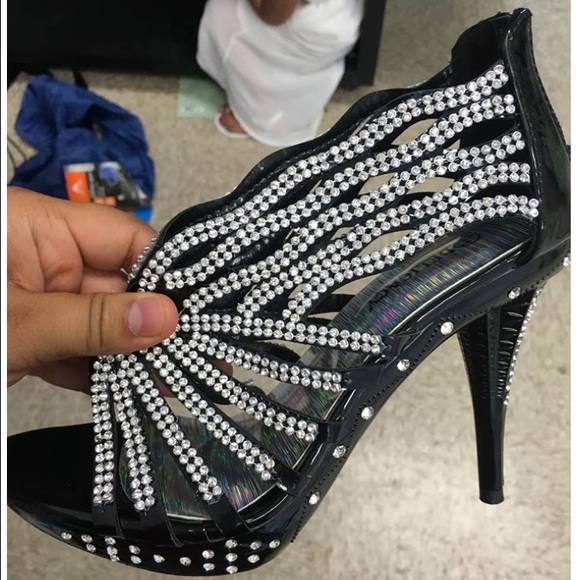 Black silver heels
