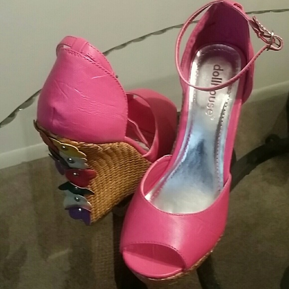 Cute hot pink wedge sandals