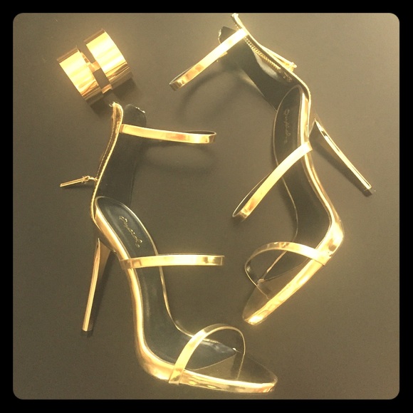 Metallic gold heels
