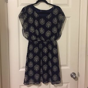 Printed Navy Dress