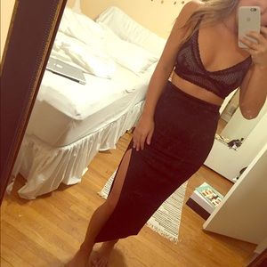 Scuba slit midi skirt