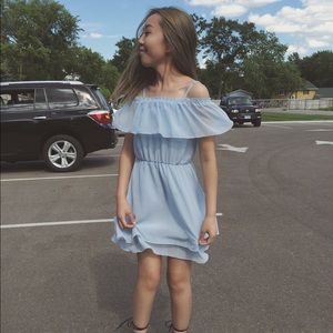 Baby Blue Off the Shoulder Dress with Straps