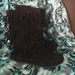Black Fringe Boots