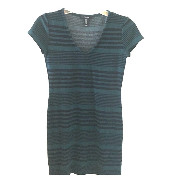 Green and black striped mini dress