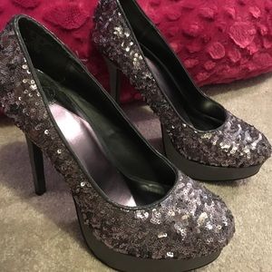 Silver Sparkle Platform Heels