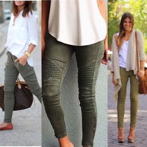 Olive skinny denim