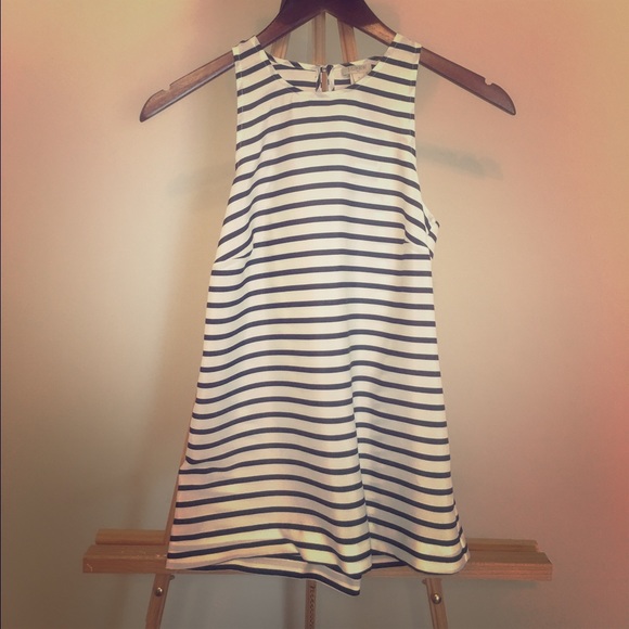 Jcrew white and black striped racerback tank