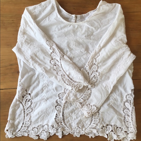 Eyelet stitched and embroidered top