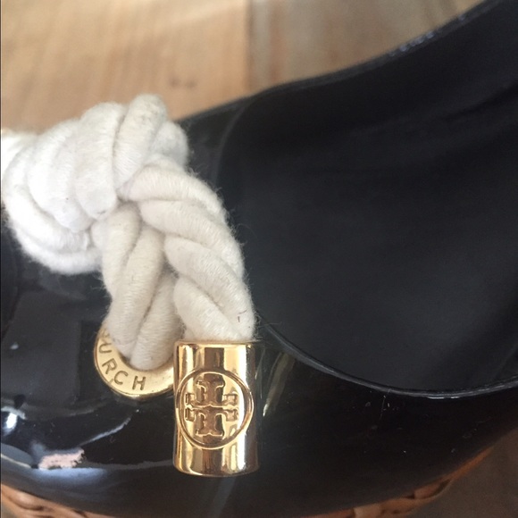 Tory Burch Shoes Tory Burch Patent Leather Basket Weave Wedge