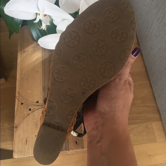 Tory Burch Shoes Tory Burch Patent Leather Basket Weave Wedge