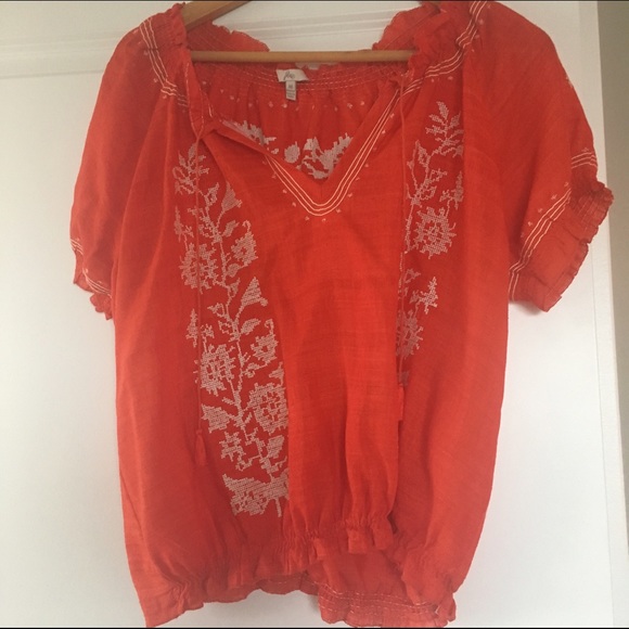 Embroidered red Joie peasant blouse