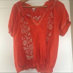 Embroidered red Joie peasant blouse