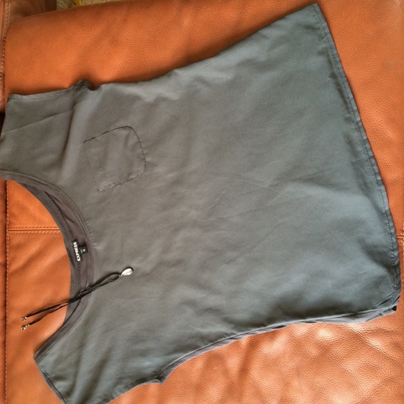 Shiny Express Gunmetal Grey Pull over Blouse