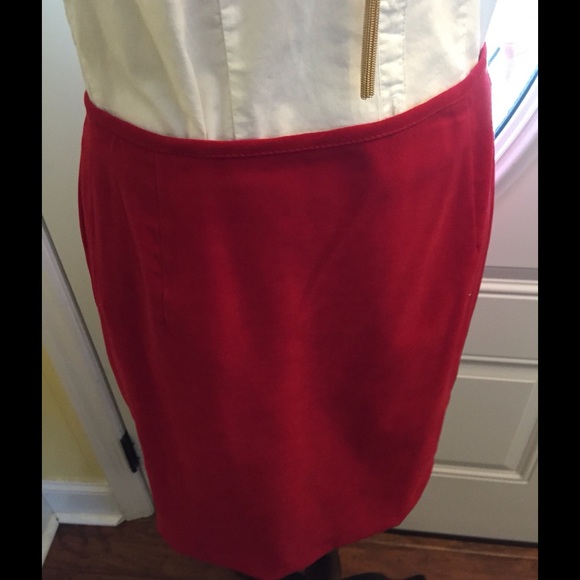 Red Suede Like Jacket and Skirt - Picture 3 of 4