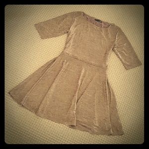 Gold-Taupe Shimmery Flare Dress