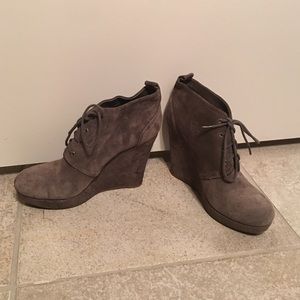 Hunter Green Suede Wedge Ankle Booties