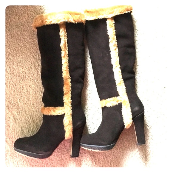 Knee High platform suede brown boots