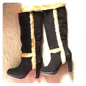 Knee High platform suede brown boots