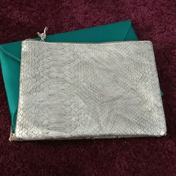 Chic Parker Snakeskin Silver Clutch
