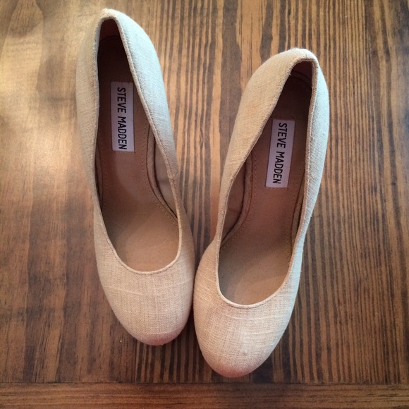 Linen Platform Wedges