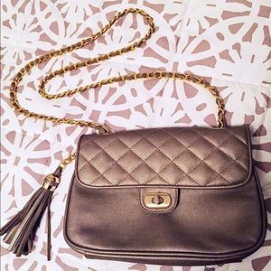 Leather gold chain purse