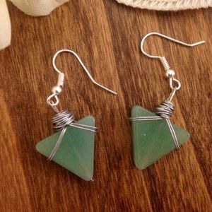 Seafoam Green Upside-Down Triangle Earrings