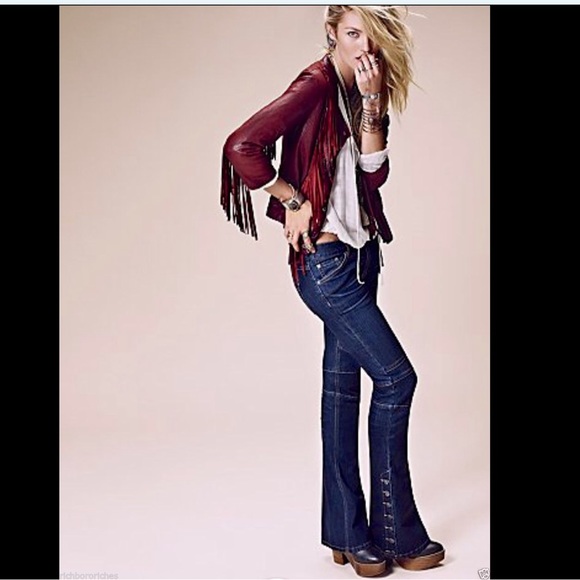 Free People Denim - Free People  blue dark wash button bottom jeans 26