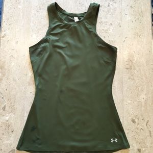 Under Armour dark olive green high neck tank top