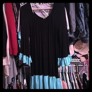 Silky tunic top with angel sleeves