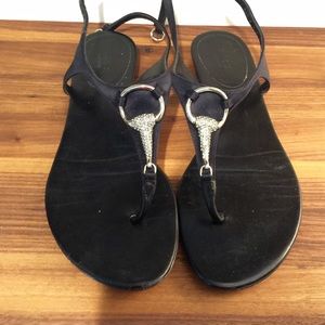 Gucci Horse Bridle Jeweled Leather Strappy Sandal