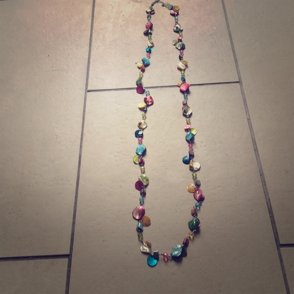 Multicolored glass necklace