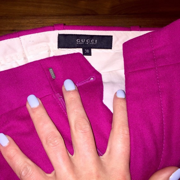 Gucci Cashmere NWOT Magenta Long Bootcut Slacks - Picture 2 of 4
