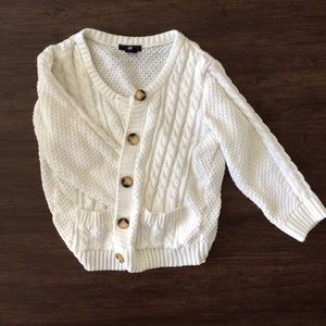 cream knit fitted cardigan with buttons
