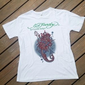 Men's ED HARDY embellished Devil T shirt Tee 2XL