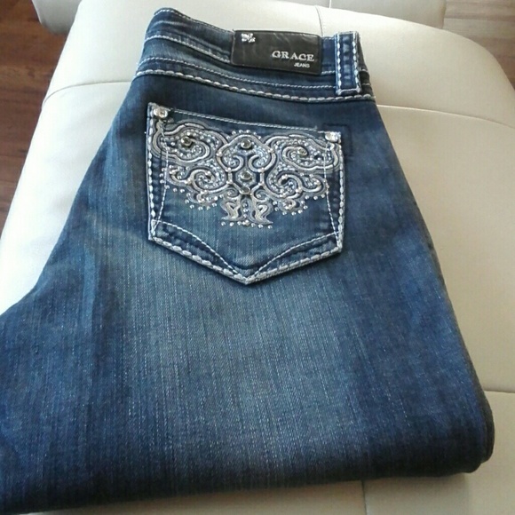 Grace L.A  Back Pocket Embellished Jeans Size 7M