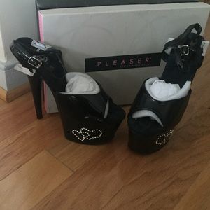 Black patent leather heels