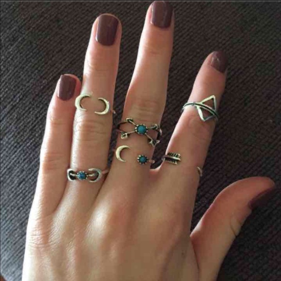 6pc Vintage Ethic Carved Ring Set