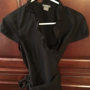 Ann Taylor black wrap blouse