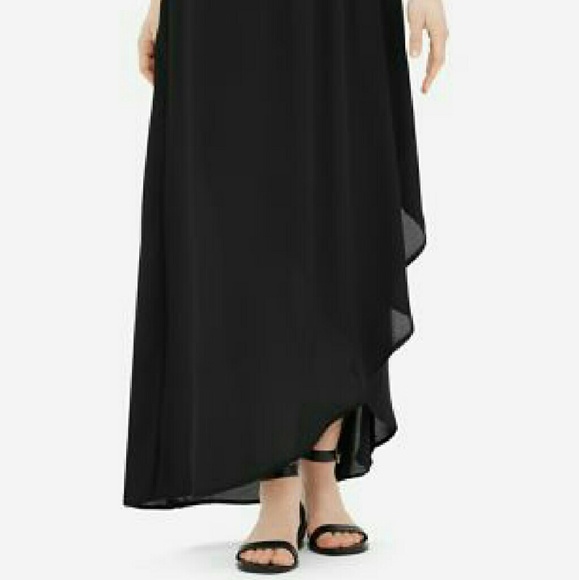 NWT Beautiful Wrap look black maxi skirt