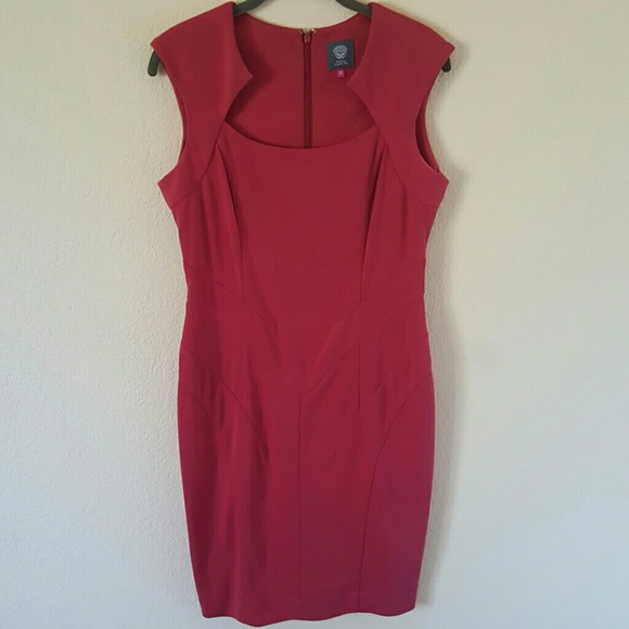 Vince Camuto coral red sheath dress