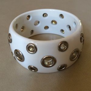 White and Silver Statement Bangle Bracelet