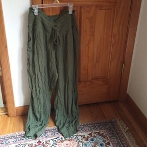 Olive green flowy pants