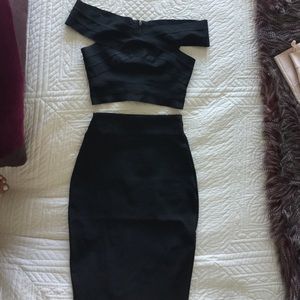 Bandage crop top and skirt