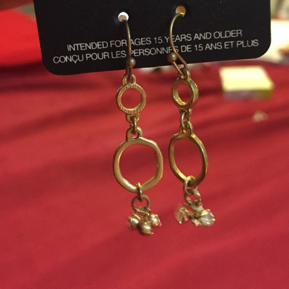 Gold and Rhinestone Earrings - Picture 2 of 3