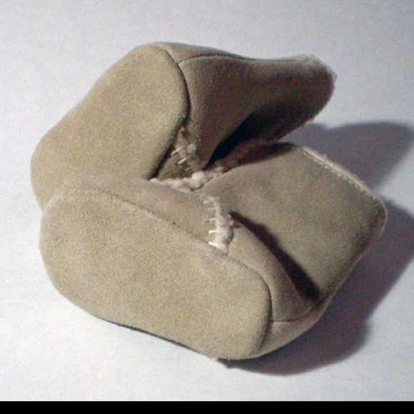 Leather baby unisex moccasin winter booties sz 1 - Picture 3 of 4