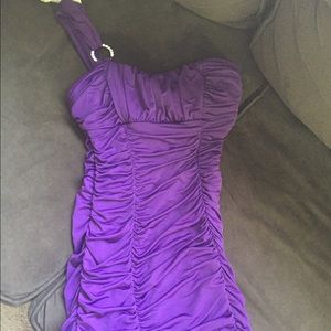 Purple, one strap, sequin gem dress