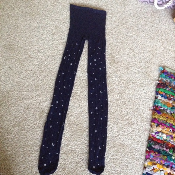 Blue Star Moon Night Sky Tights